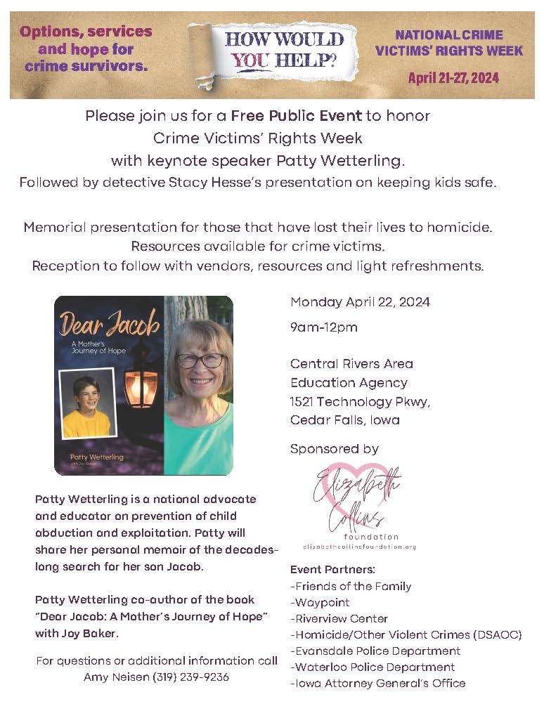 Crime Victims' Rights Week with Patty Wetterling Event Image